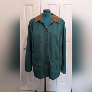 LL Bean vintage women's large flannel lined barn / chore coat with corduroy trim